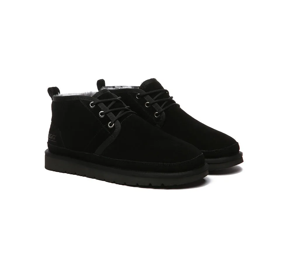 UGG Men Sheepskin Wool Lace Up Ankle Casual Boots Leonard