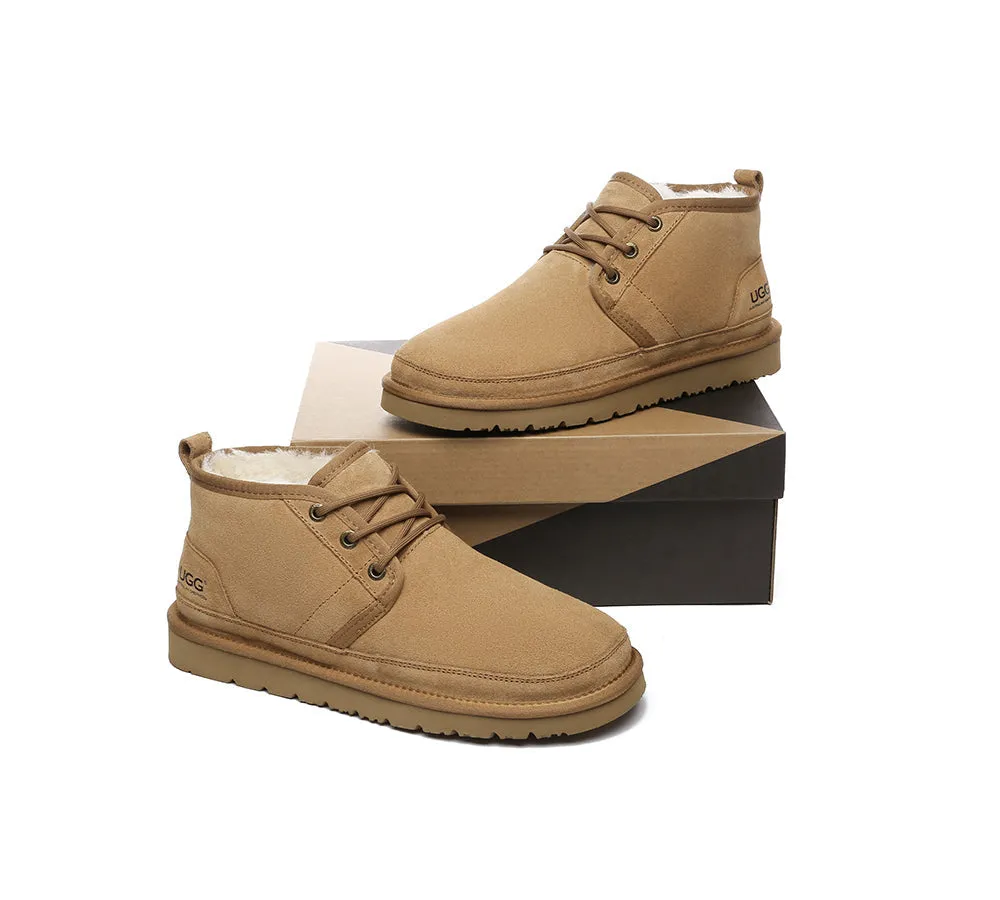 UGG Men Sheepskin Wool Lace Up Ankle Casual Boots Leonard