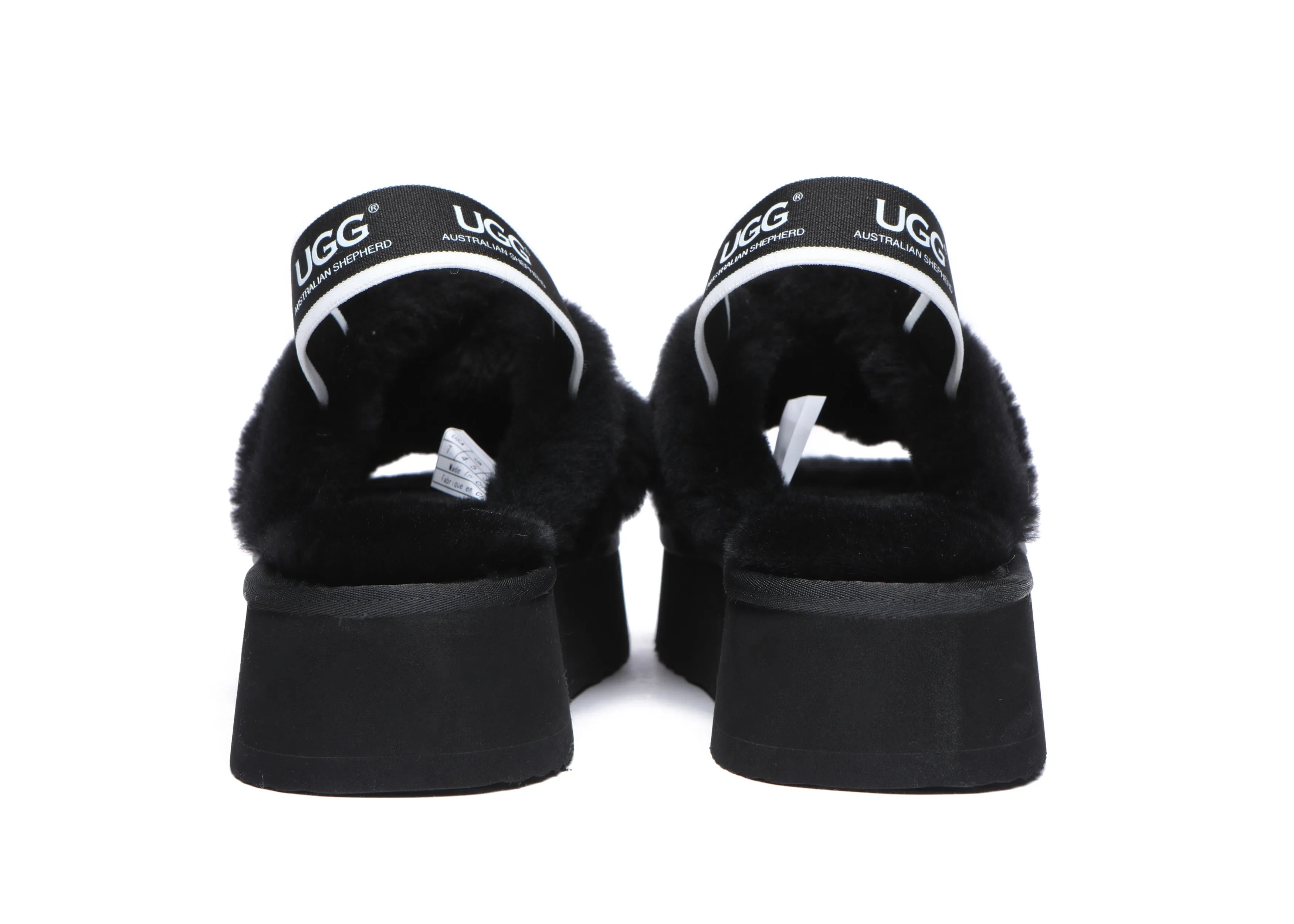 UGG Slides Women High Platform Cross-Over Fluffy Sandals Aditi