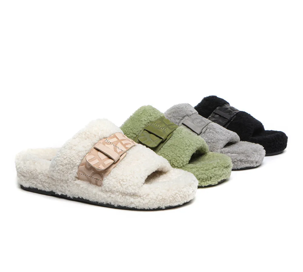 UGG Women Slides Curly Sheepskin Wool Slip-on Sandals Flats Croft