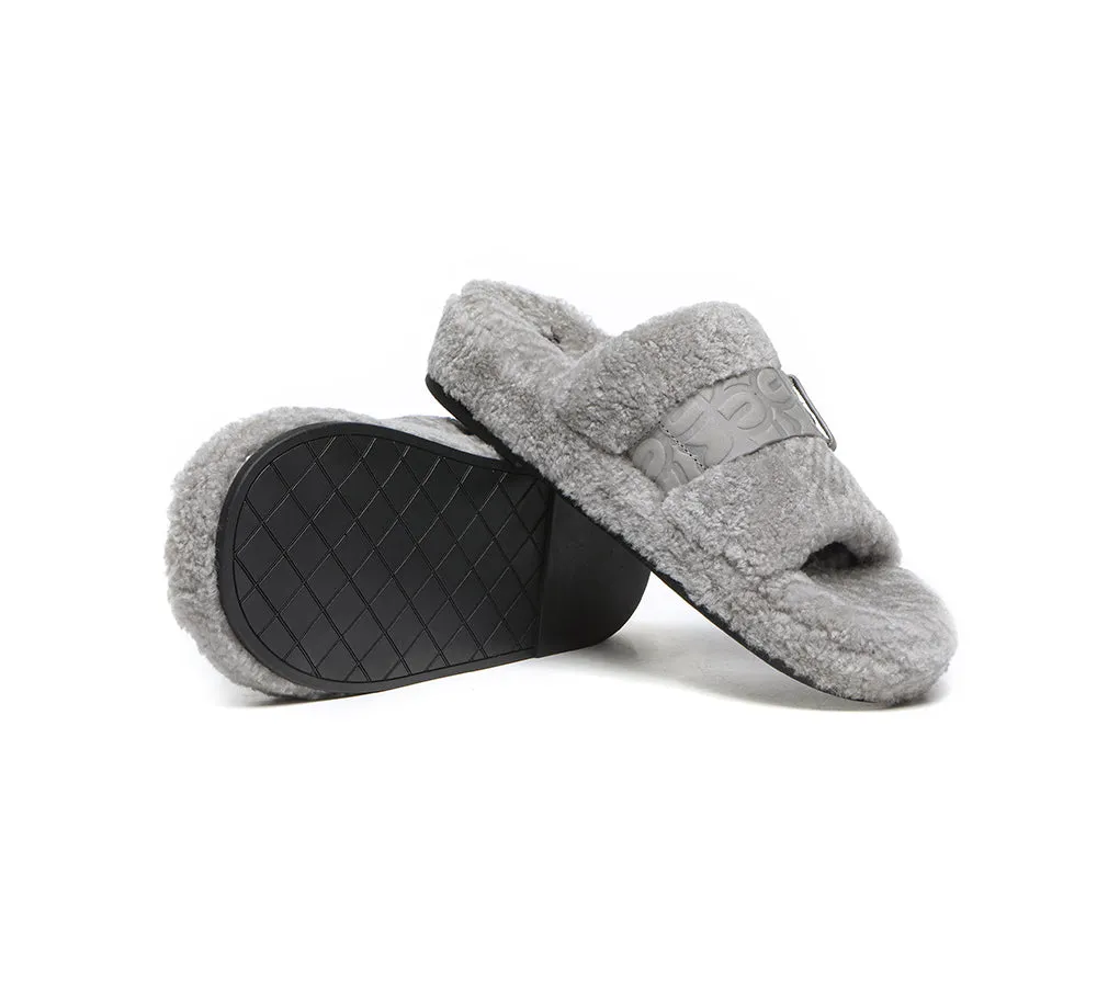 UGG Women Slides Curly Sheepskin Wool Slip-on Sandals Flats Croft