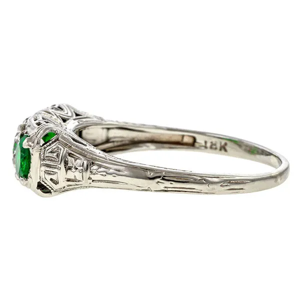 Vintage Diamond & Emerald Ring