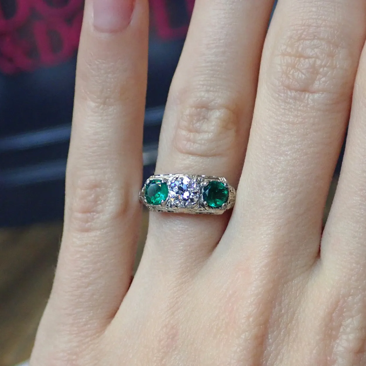 Vintage Diamond & Emerald Ring