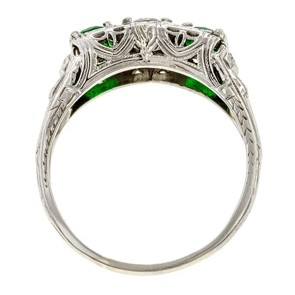 Vintage Diamond & Emerald Ring