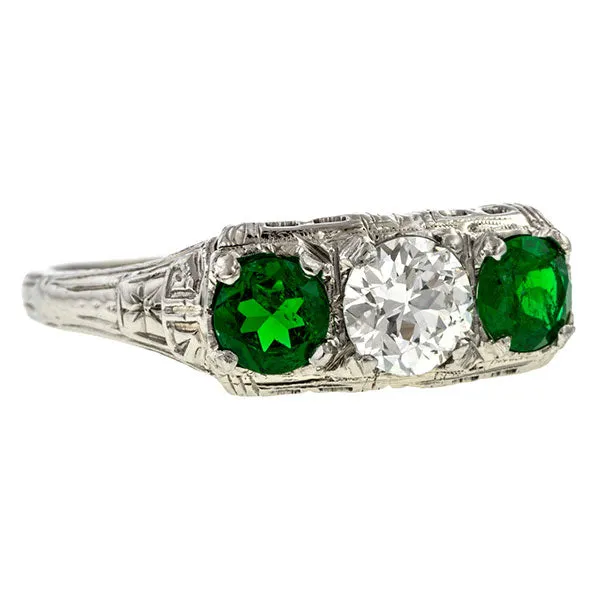 Vintage Diamond & Emerald Ring